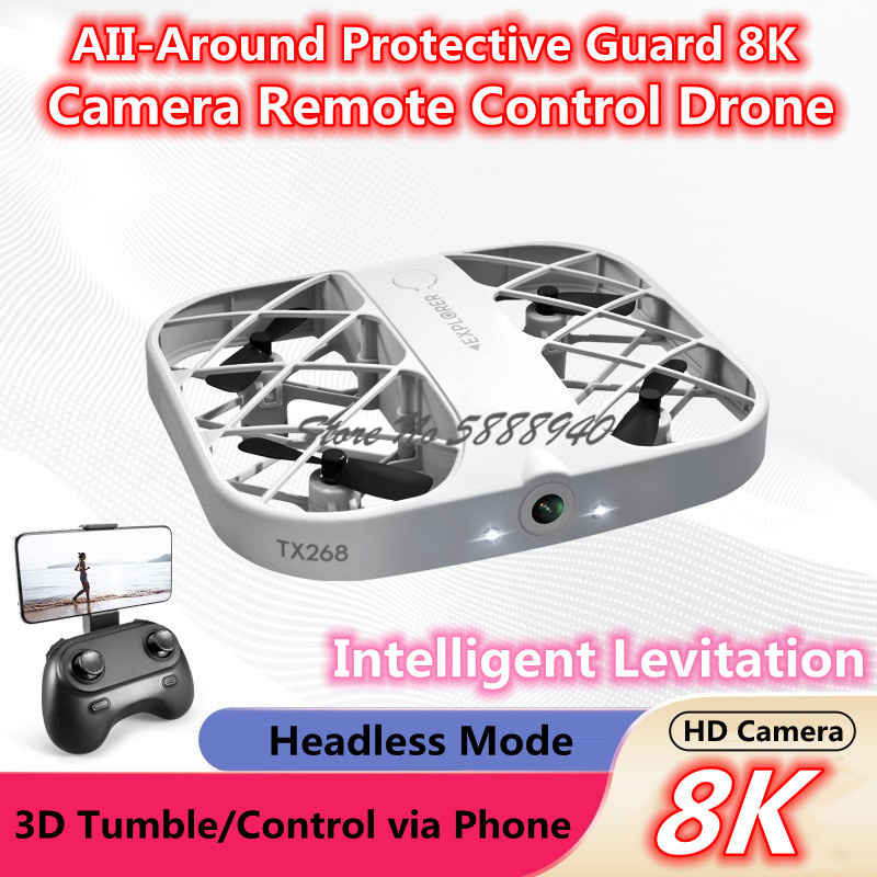 Drone Camera Hd - Geschlossene Schutzdrohne mit 8K HD-Kamera, WLAN,